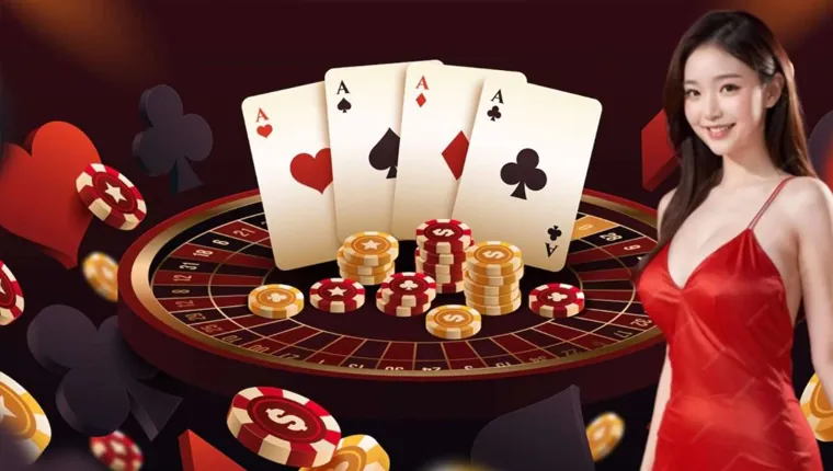 Live casino dealer interacting with players